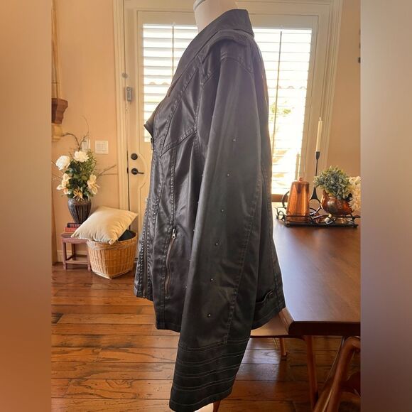 Beverly Hills Polo Club Faux Leather Moto Biker Jacket. Studded Navy. Size 3X - Picture 2 of 7
